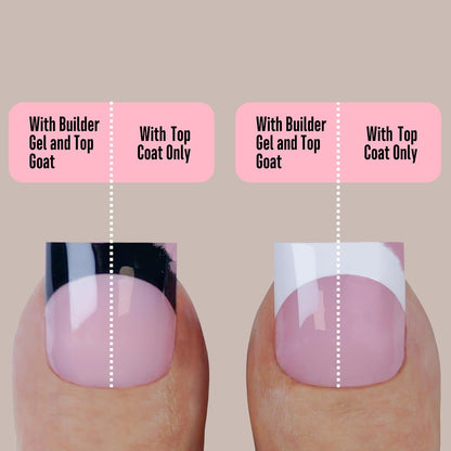 Halloween Black Sharp Square Toe Nail Black and White French Tips Mix