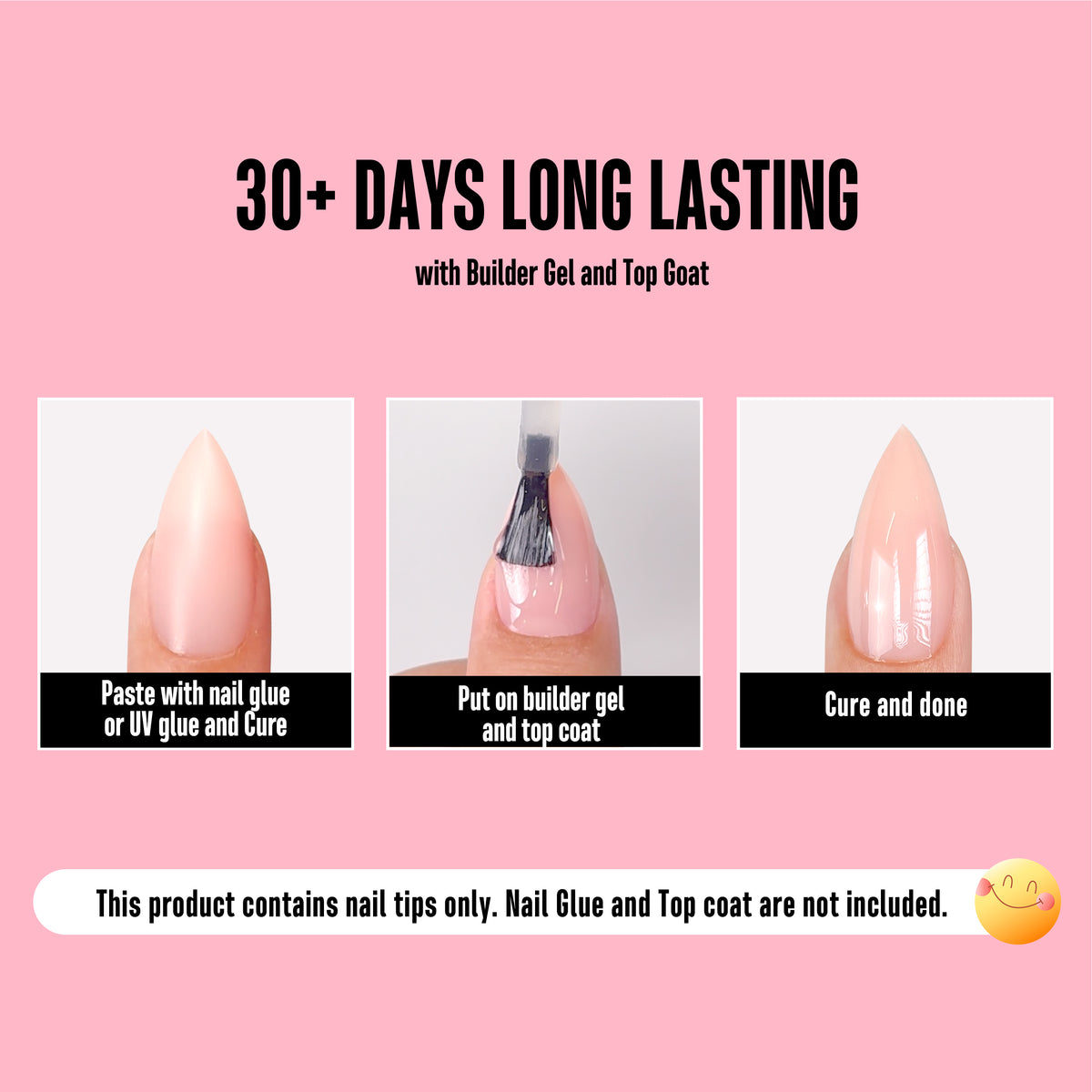 Short Sharp Stiletto Nail Tips Pure Color Baby Pink 224