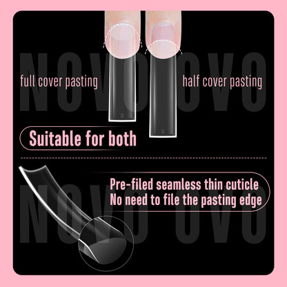 XXL Shape Square Slight Curved Nail Tips No C Curve 240pcs