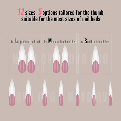 Halloween XXL Curved Stiletto Almond French Tip Nail Tips