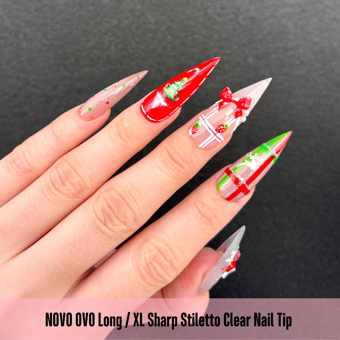 Long XL Clear Sharp Stiletto Nail Tips 480