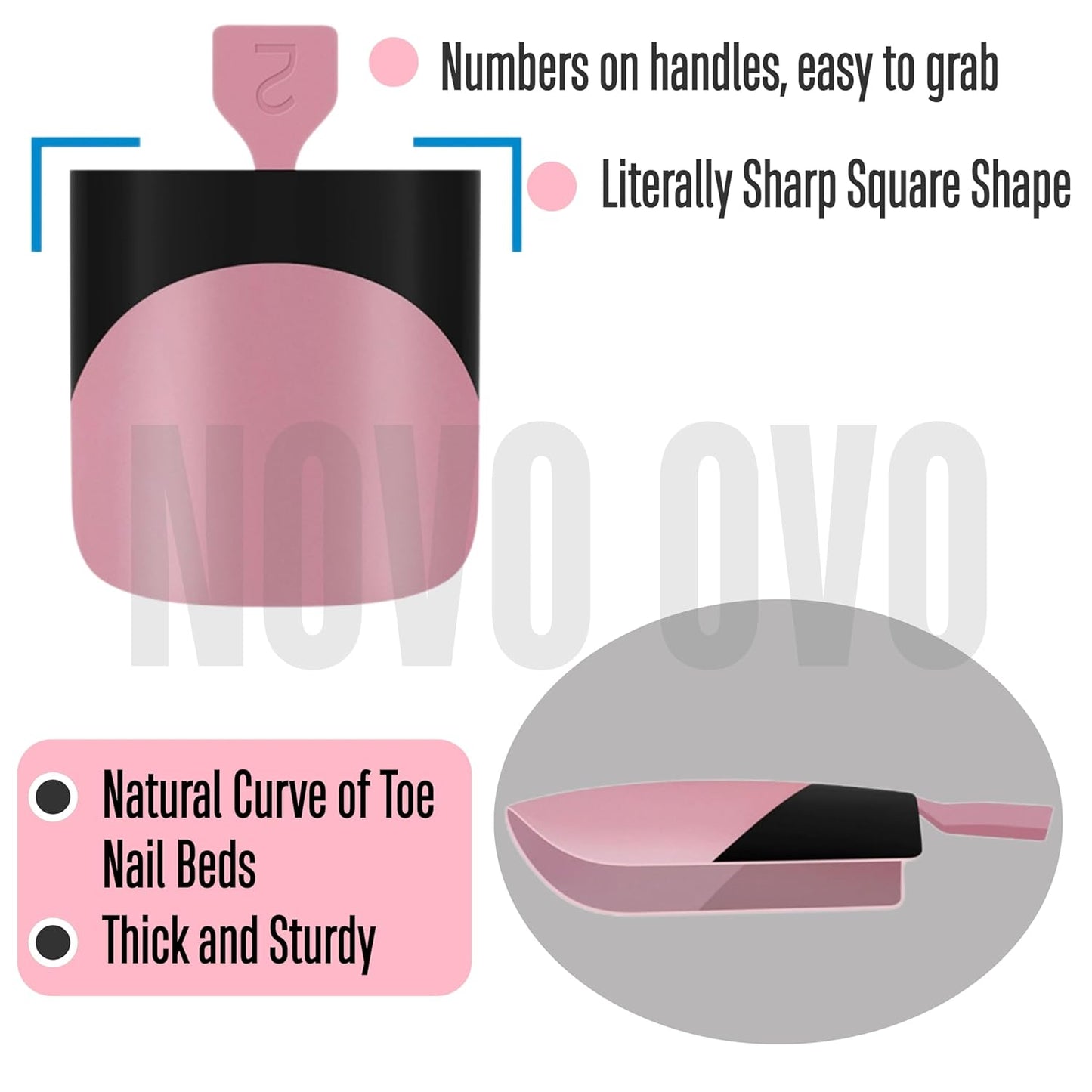 Halloween Black Sharp Square Toe Nail Black French Tips