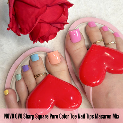 Sharp Square Pure Color Toe Nail Tips Macaron Mix 180