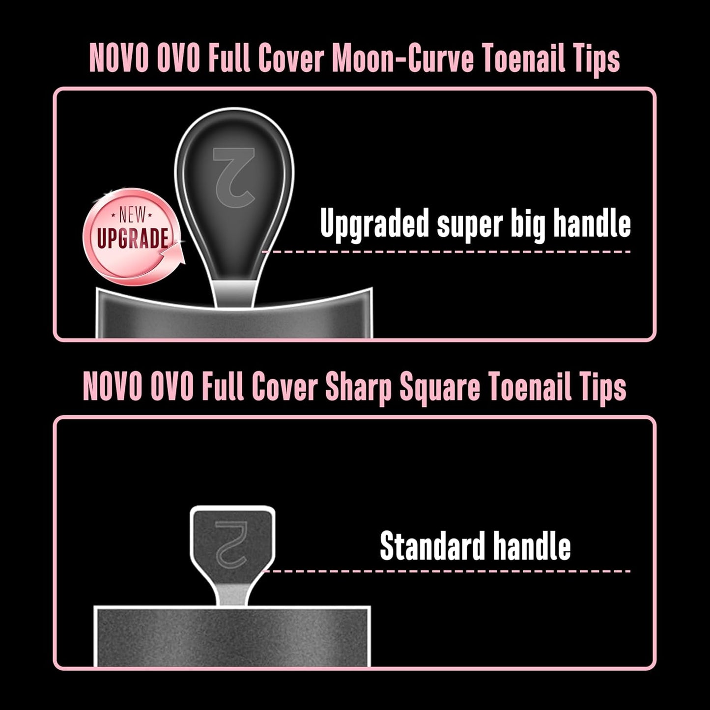 Sharp Square Toe Nail Tips with Moon Curve 15 Sizes 240 Pcs
