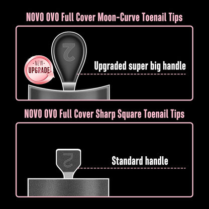 Sharp Square Toe Nail Tips with Moon Curve 15 Sizes 240 Pcs