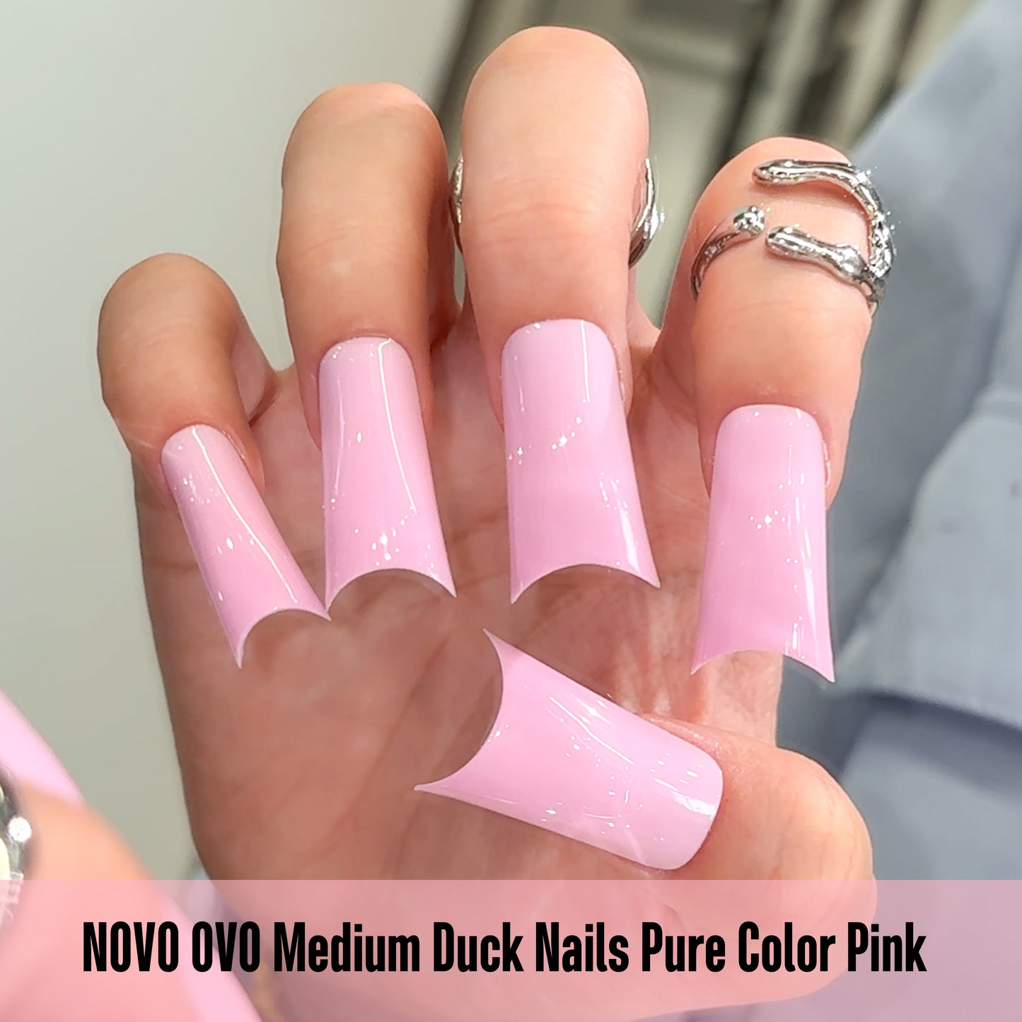 Medium Duck Nails Pure Color Pink