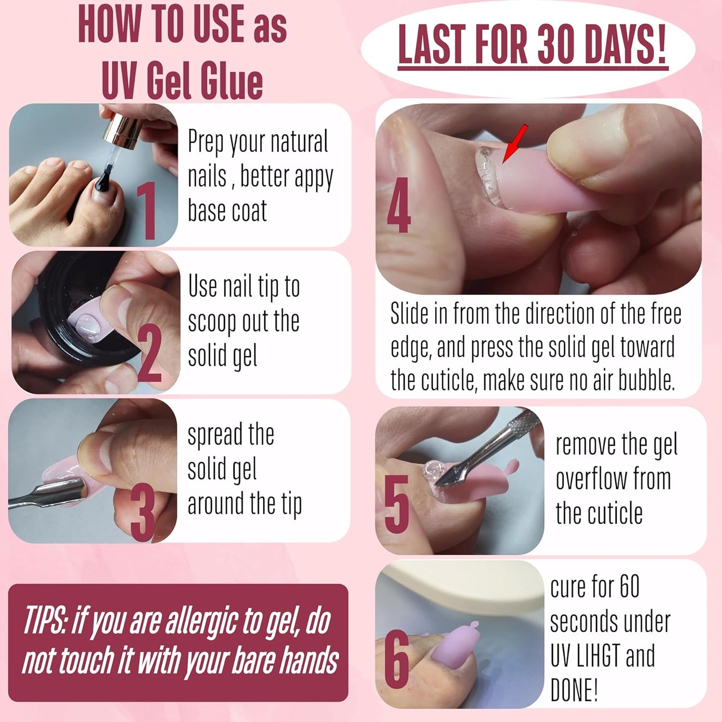 8 in 1 Non-Sticky Solid Nail Gel Glue 20ml