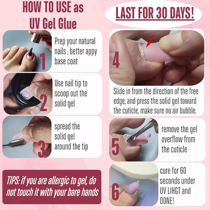 8 in 1 Non-Sticky Solid Nail Gel Glue 20ml