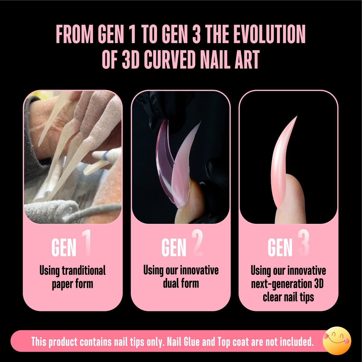 Eagle Claw Curved Stiletto 3D Nail Tips Baby Pink 128