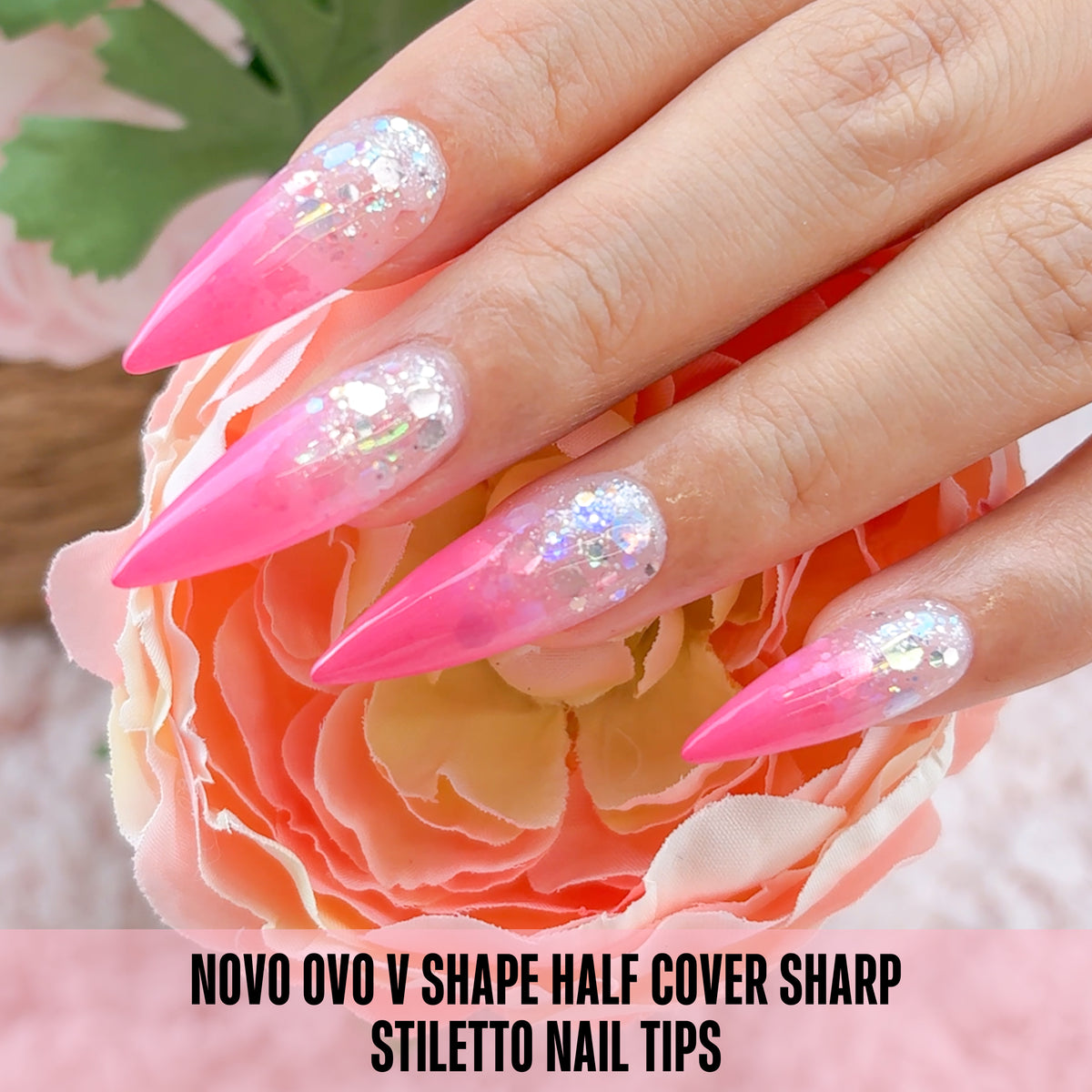 V Shape Half Cover Sharp Stiletto Nail Tips 480