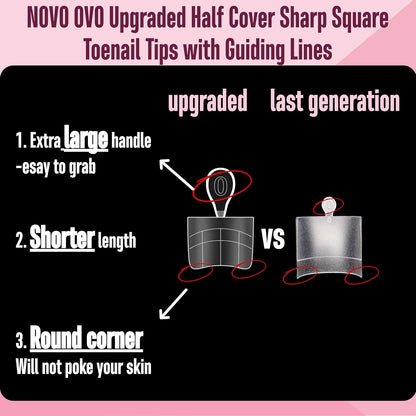 Square Toe Nail Tips Half Cover Meidum