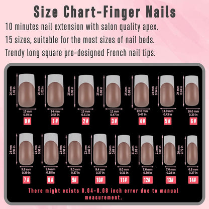 French Tip Matching Press On Nail Tips Set