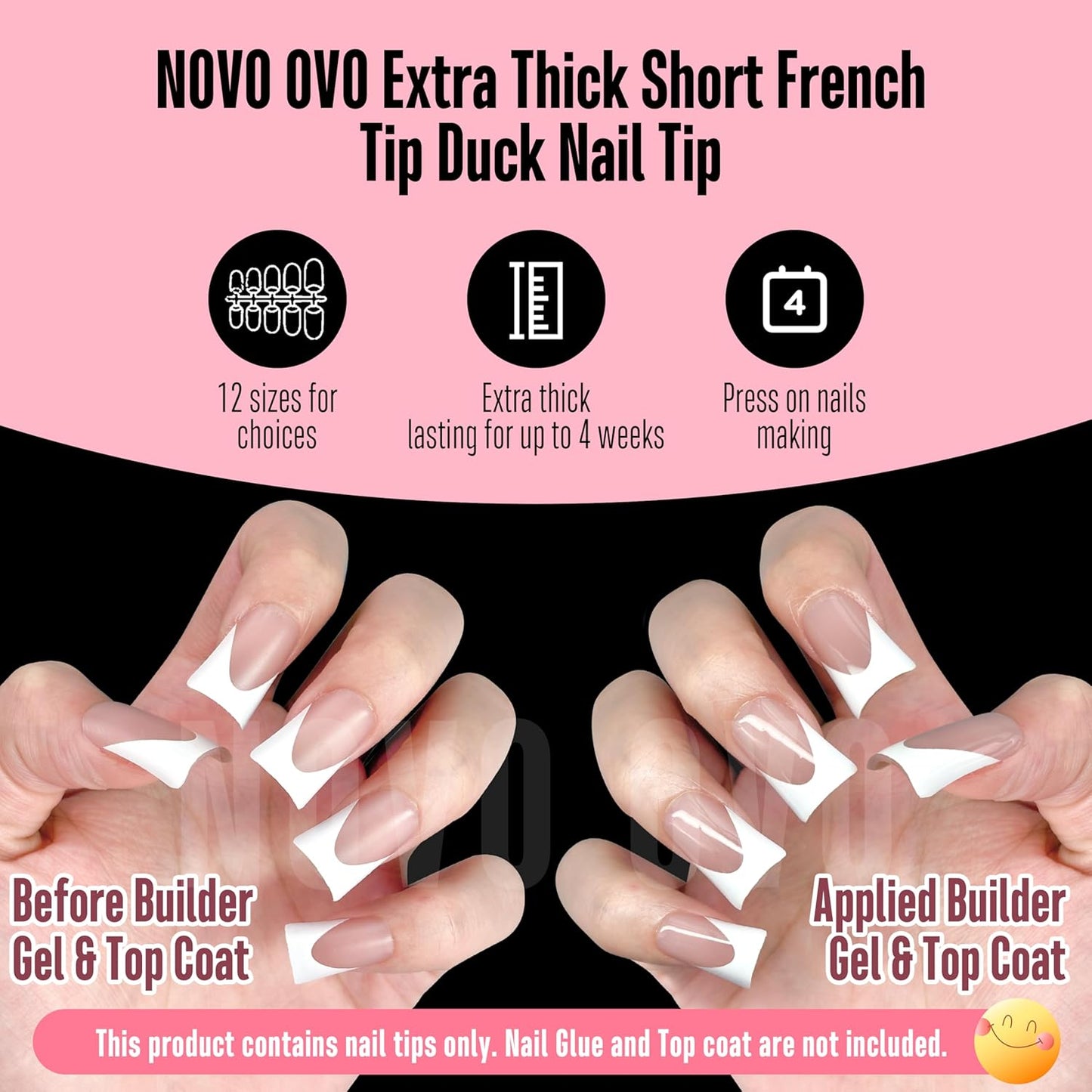Short Duck Nails White French Tip Brown Pink