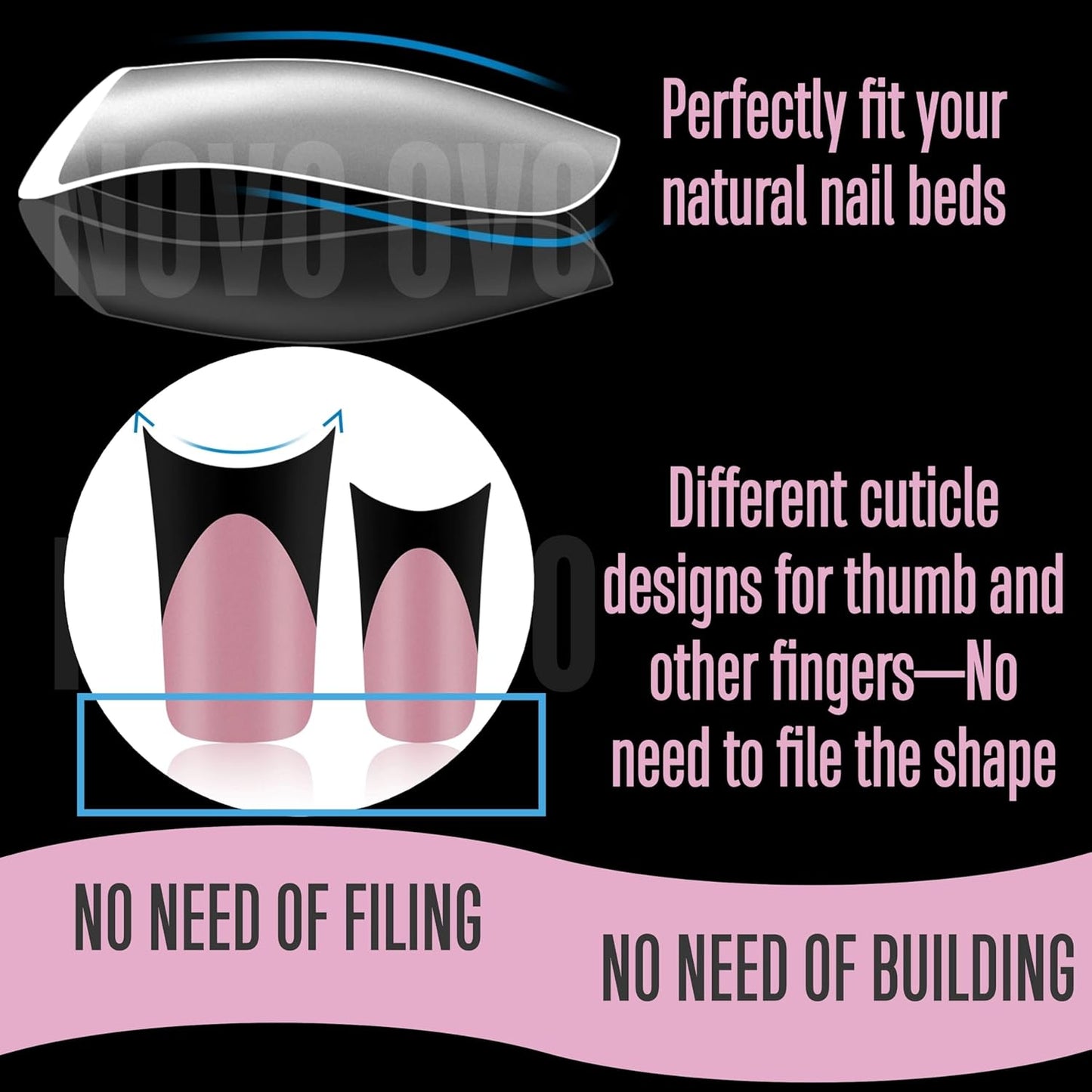 Halloween Black Duck Nails Medium Black French Tip