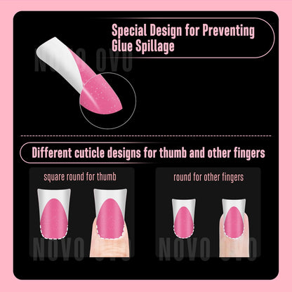 Short Duck Nails White French Tip Rose Pink