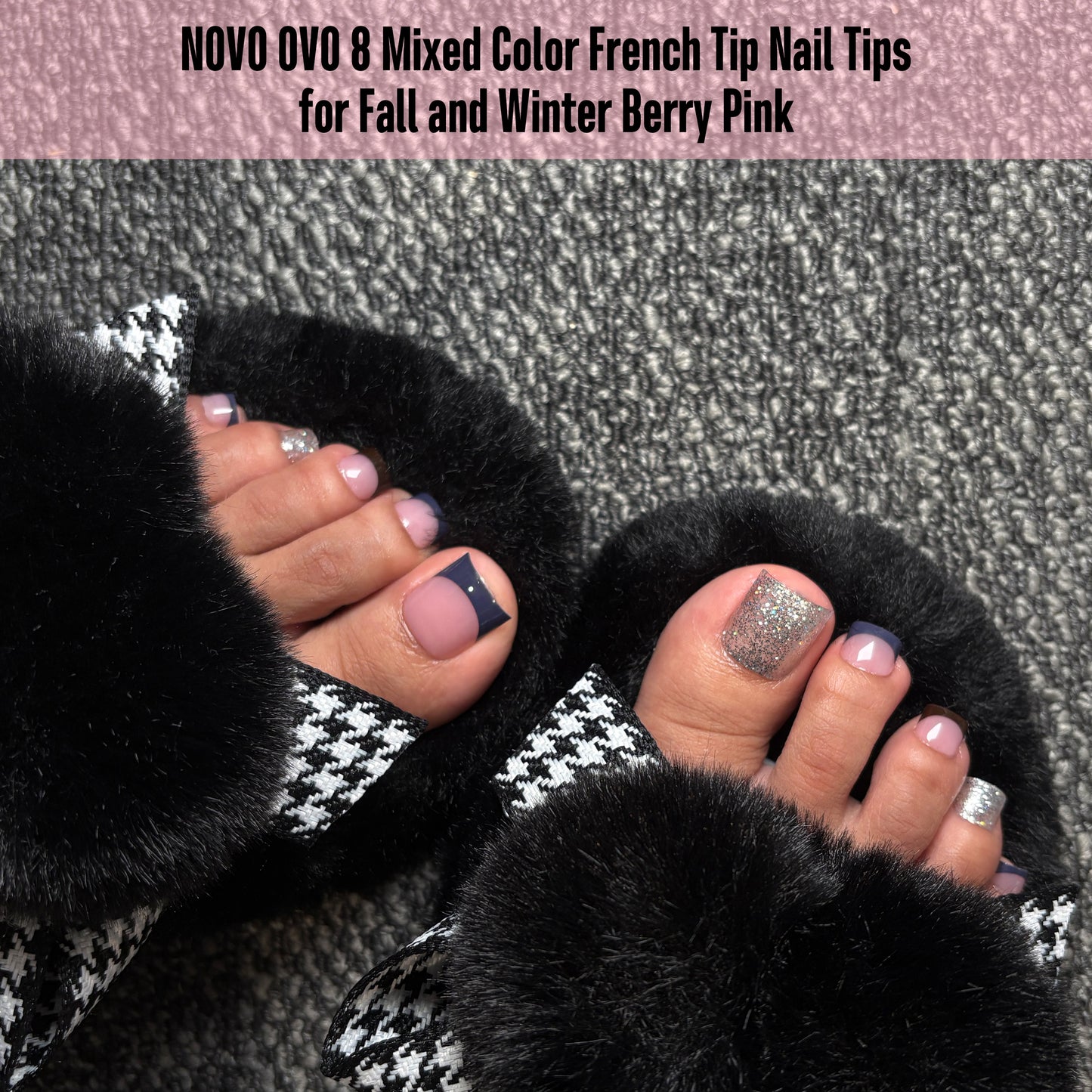 Sharp Square Toe Nail Tips BERRY PINK 8 Color For Winter