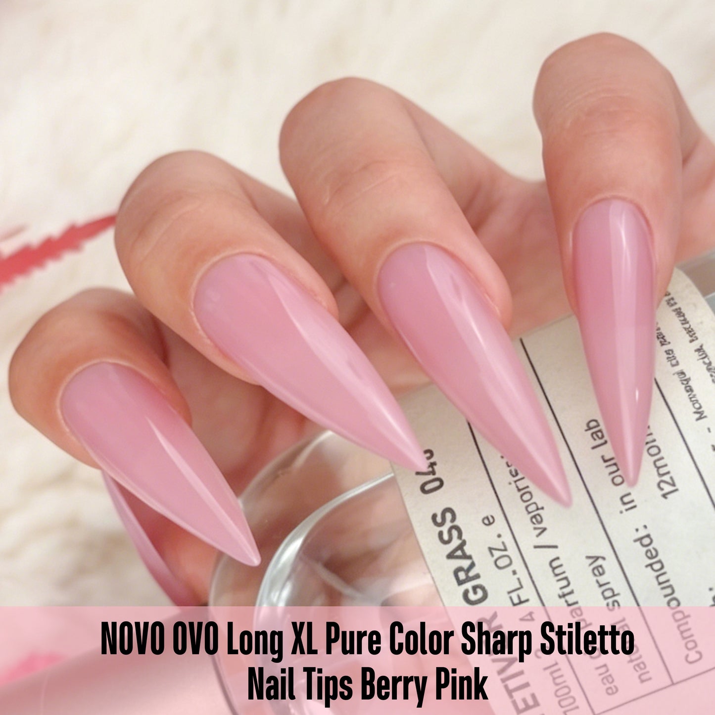 Long XL Pure Color Sharp Stiletto Nail Tips Berry Pink