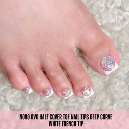 Half Cover Toe Nail Tips Deep Curve White French Tip