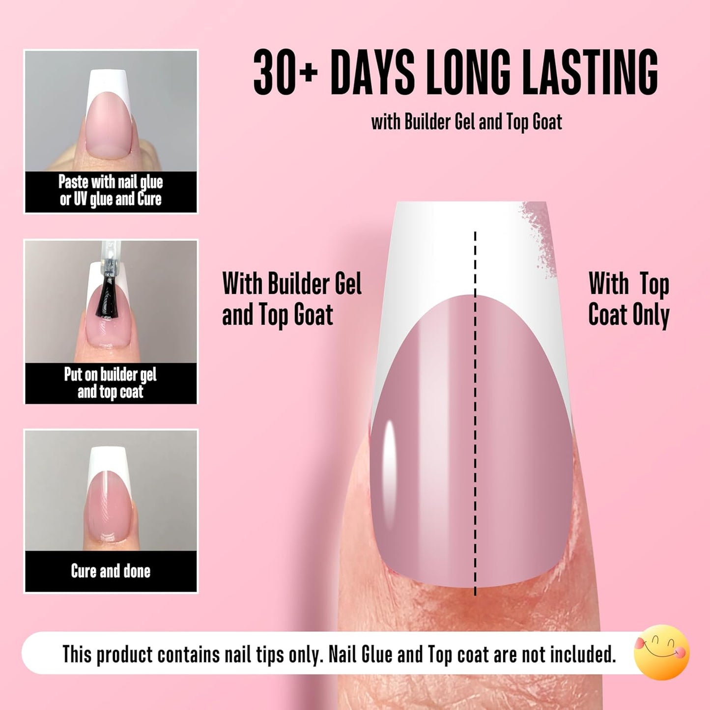 Coffin Medium White French Tip Berry Pink