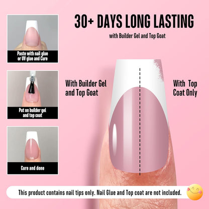 Coffin Medium White French Tip Berry Pink