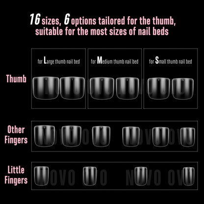 Nail Tips for Men Short Square Round