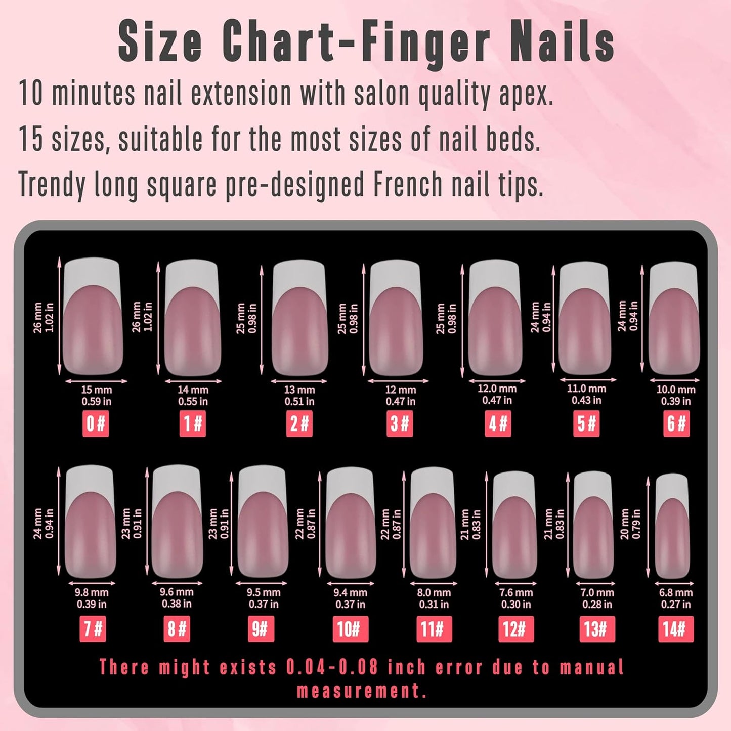 French Tip Nail Tips Set Berry Pink Hand And Foot