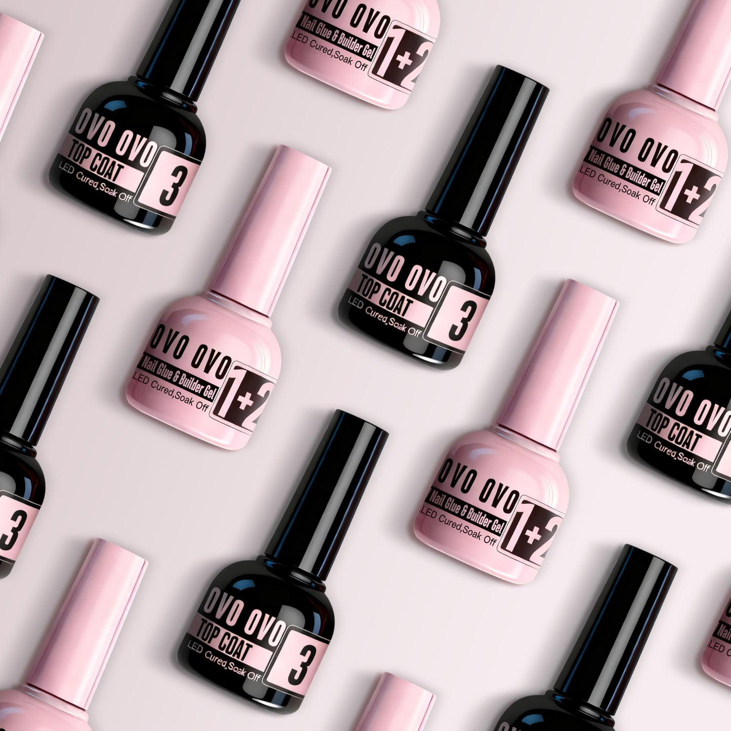 UV Nail Glue and Builder Gel 2 in 1, No Wipe Top Coat Kit