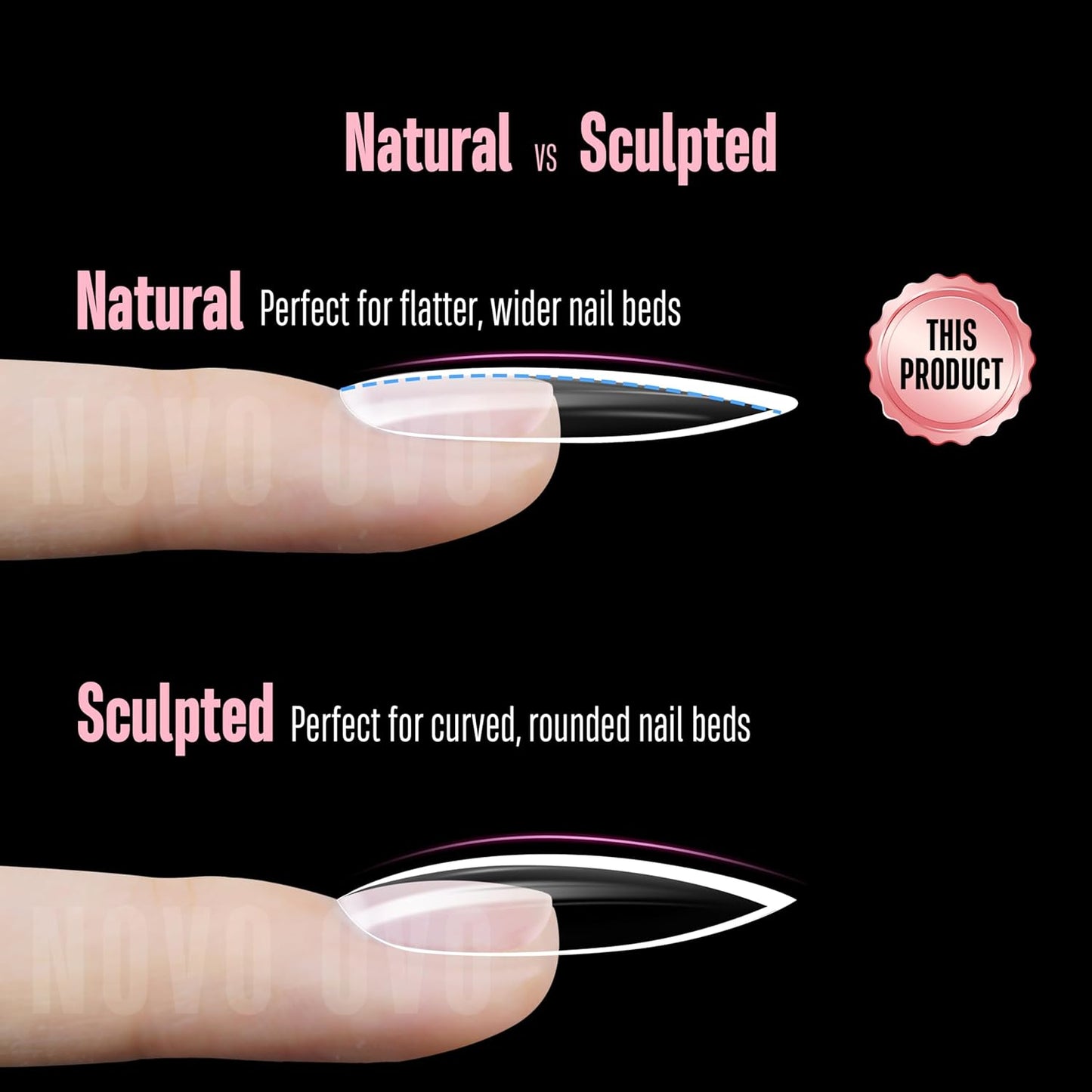 L Natural Thick Oval Nail Tips