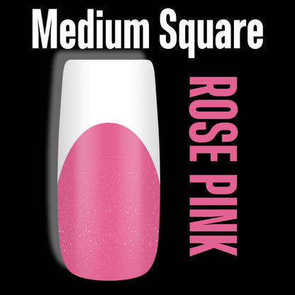 Medium Square White French Tip ROSE PINK