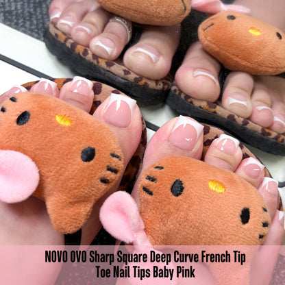 Sharp Square Deep Curve French Tip Toe Nail Tips Baby Pink 240