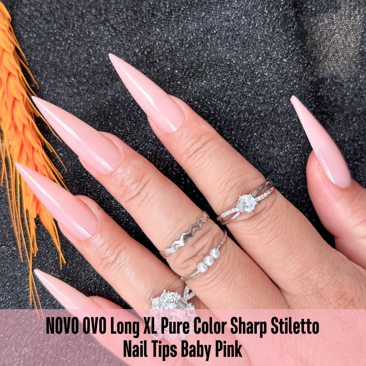 Long XL Pure Color Sharp Stiletto Nail Tips Pink 224