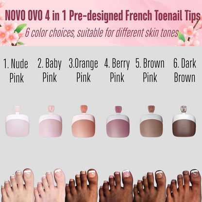 French Tip Toenails Berry Pink 15 Sizes 360 Pcs