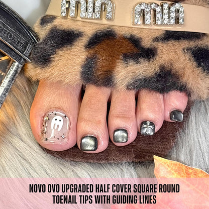 Square Round Toe Nail Tips Half Cover