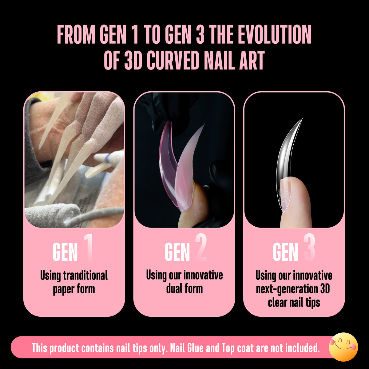Eagle Claw Curved Stiletto 3D Nail Tips Clear 128