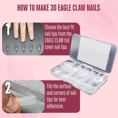 Eagle Claw 3D Kit (120 Pcs) With 2 Solid Sulpture Gel Glue (20ml Each)