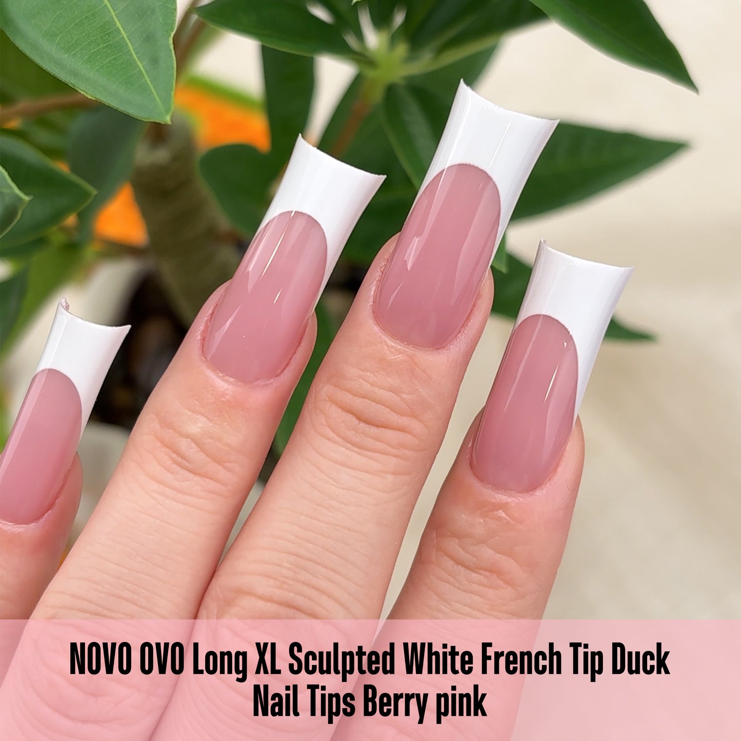 Long XL Sculpted White French Tip Duck Nail Tips