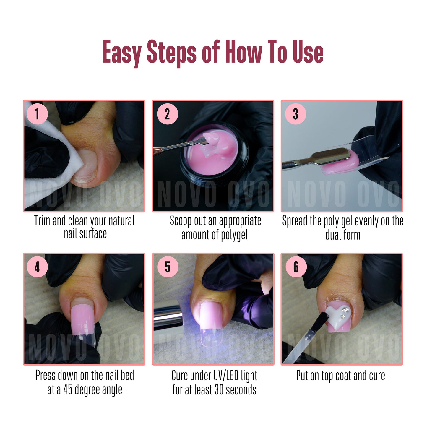 NOVO OVO Upgraded NON-STICKY Polygel Solution Procedure Set