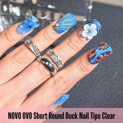 Short Round Duck Nail Tips Clear 240