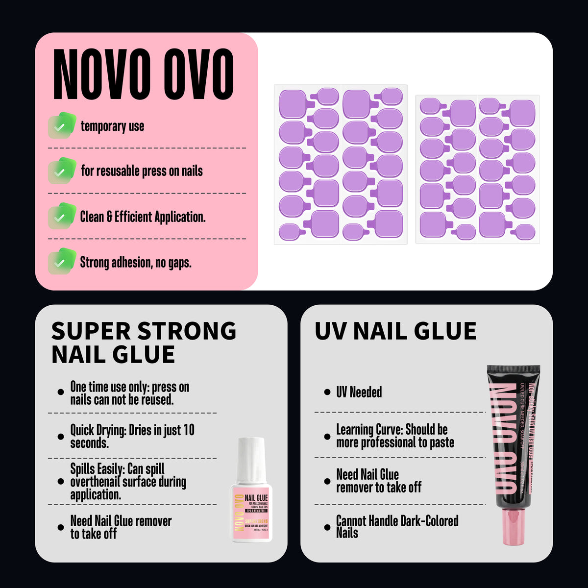 sticky tabs for finger nails 24 sizes
