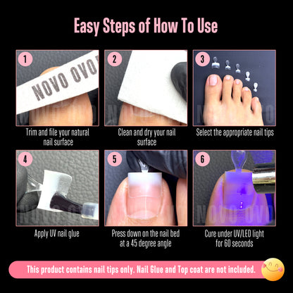 Half Cover Toe Nail Tips Ombre Soft White French Tip