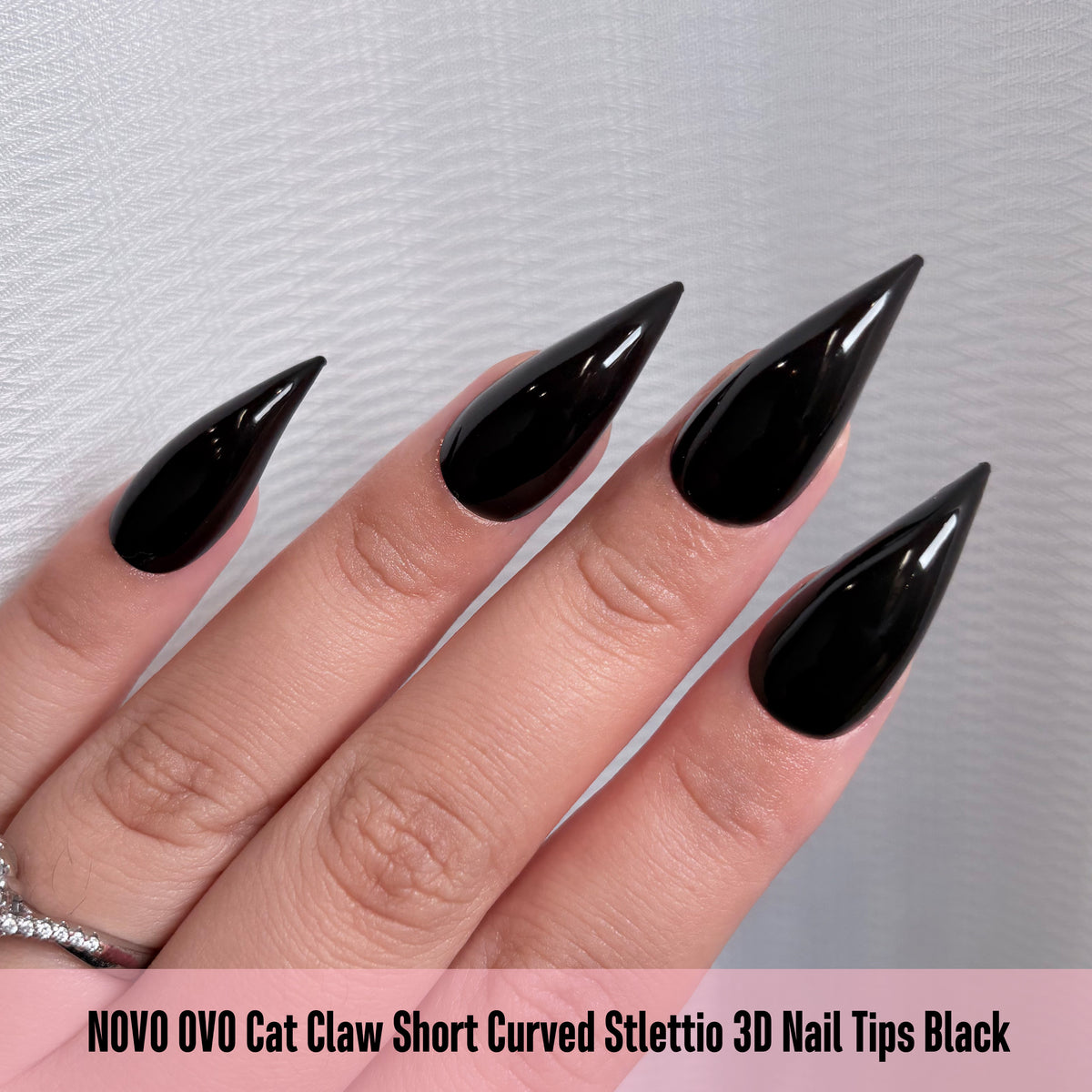 Cat Claw Short Curved Stiletto 3D Nail Tips Black 128