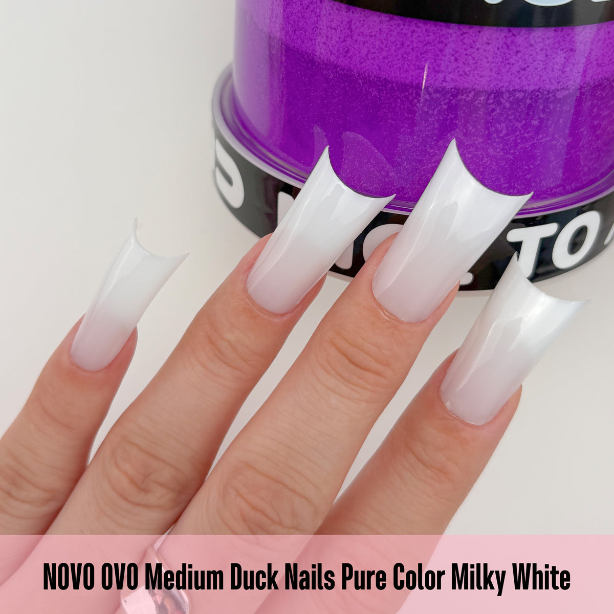 Medium Duck Nails Pure Color Milky White