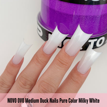 Medium Duck Nails Pure Color Milky White