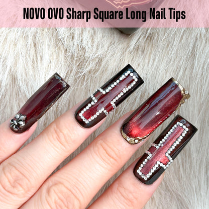 Long Sharp Square Clear Nail Tips 360