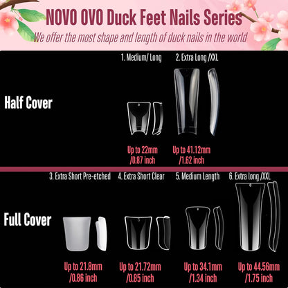 Long Full Cover Duck Nails Clear Medium Box