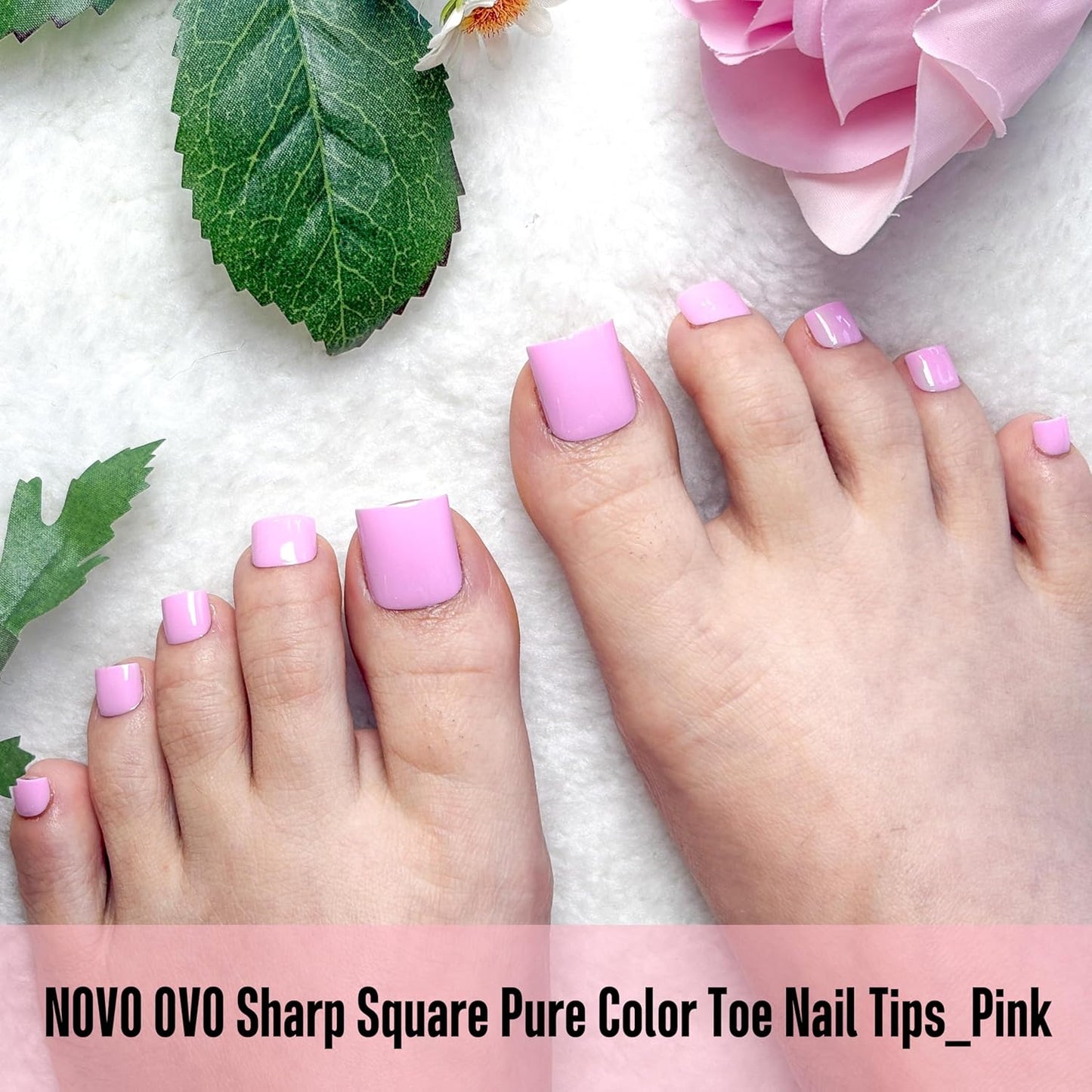 Sharp Square Pure Color Toe Nail Tips Pink 240