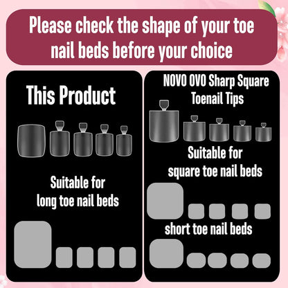 Square Long Toe Nails Clear Matte