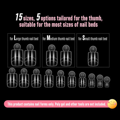 Toe Dual Nail Forms for Poly Gel with Inner French Tips Auxiliary Line
