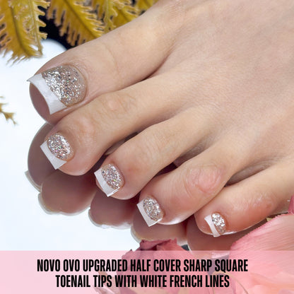 Half Cover Toe Nail Tips White French Tip