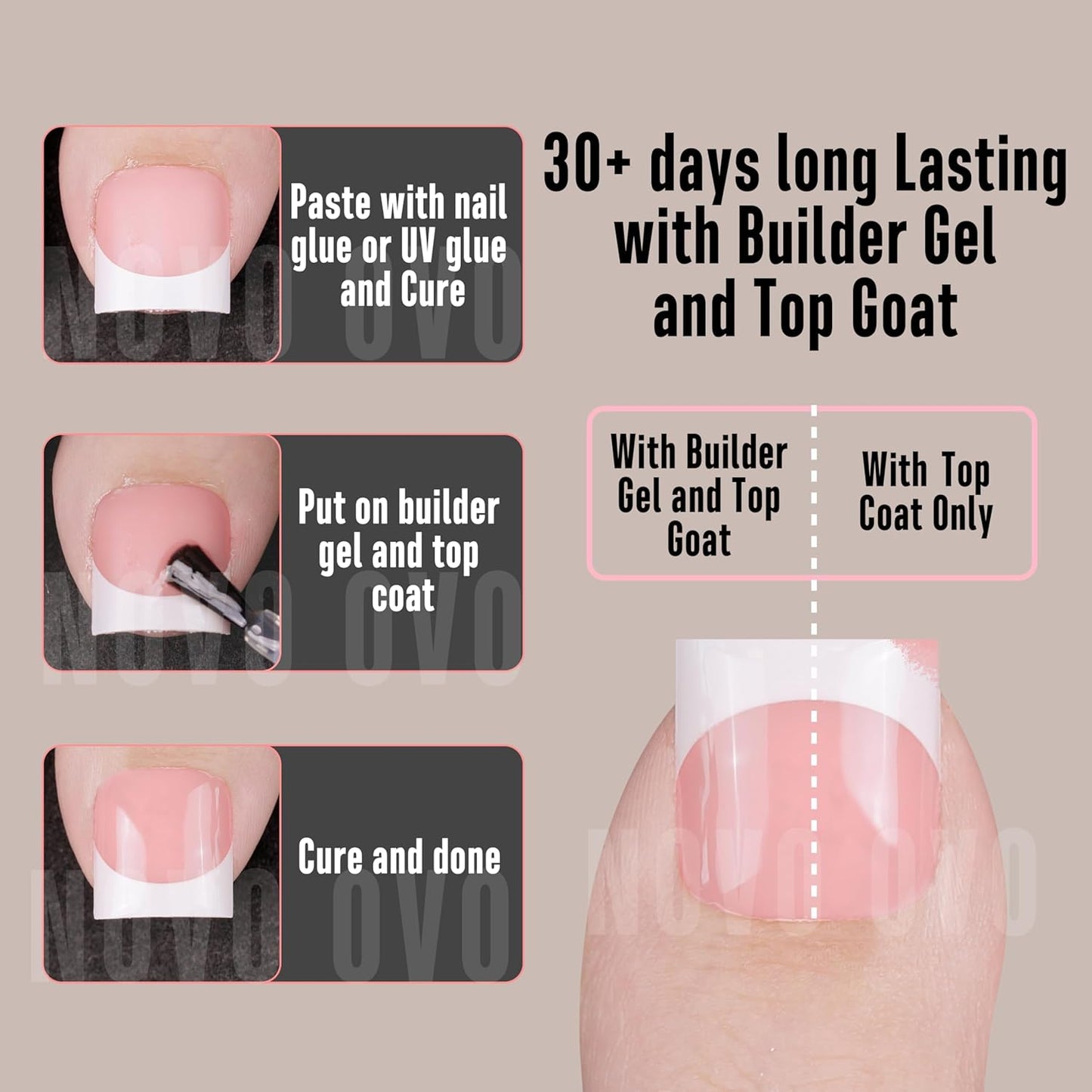 Sharp Square Toe Nail Tips Baby Pink 8 Mix Color